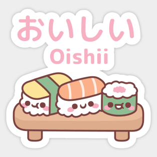 Cute Plate Of Japanese Sushi Oishii Sticker